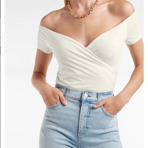 Express Cream white off shoulder top